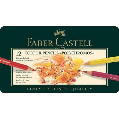 Kredki ołówkowe Faber-Castell Polychromos, 12 kolorów, opakowanie metalowe - 2
